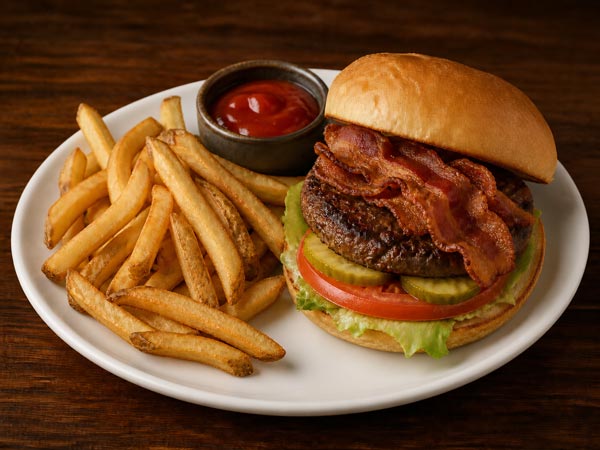 Homepage Plated Burger & Fries